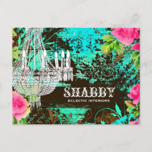 GC Shabby Aqua Garden Couture Chandelier Postcard