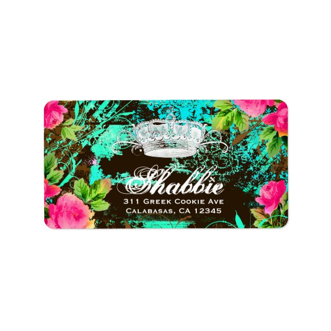 GC Shabby Aqua Garden Couture Tiara Label (Front)