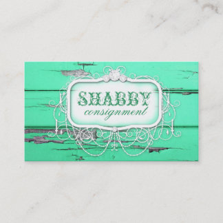 GC Shabby Vintage Green Wood Business Card
