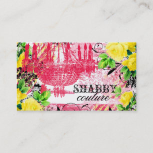 GC Shabby Yellow Rose Garden Chandelier Business Card