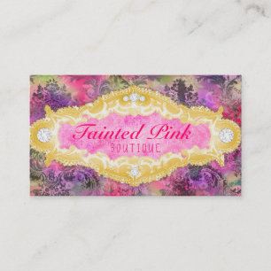 GC Tainted Lime Vibrant Damask Business Card