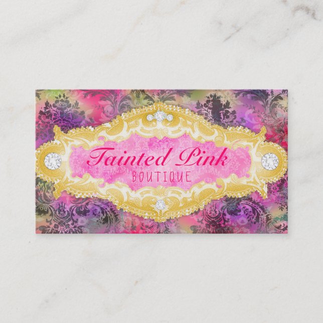GC Tainted Lime Vibrant Damask Business Card (Front)
