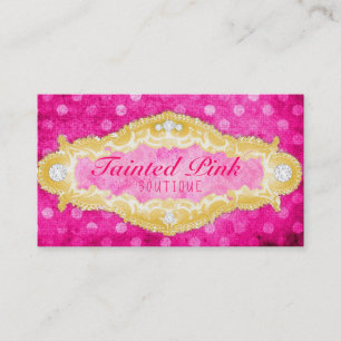 GC Tainted Pink & Gold Polka Dots Business Card