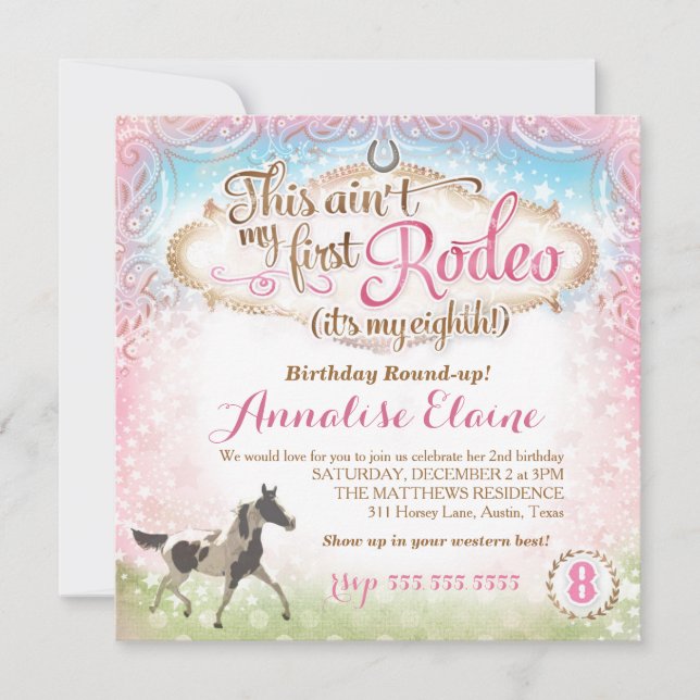 GC This Ain't My First Rodeo 8th Birthday Invitation (Front)