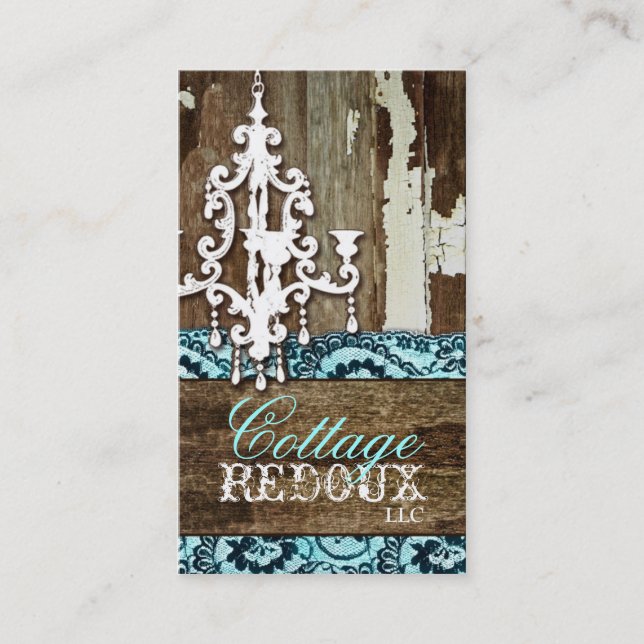 GC Trash to Treasure Chandelier Aqua Blue Business Card (Front)
