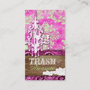 GC   Trash to Treasure Chandelier Pink Lime Vintag Business Card