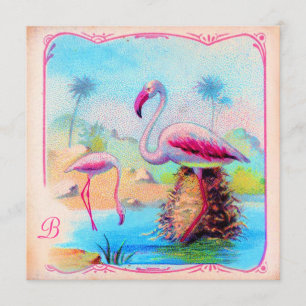 GC   Vibrant Vintage Flamingos Invitation