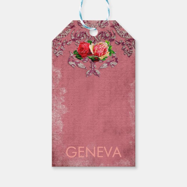 GC Vintage Red Damask Tag (Front)