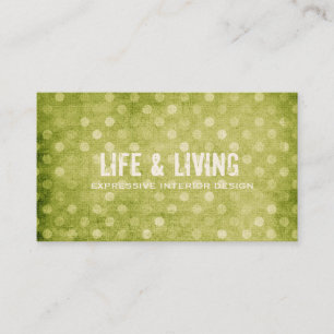 GC   Vintage Textured Green Dots Business Card