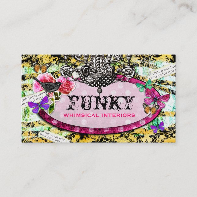 GC | Whimsical Vintage Charm Pink Bee Business Card (Front)