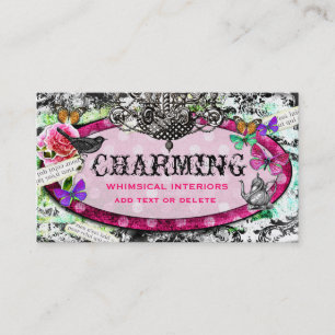 GC Whimsical Vintage Charm Tea Pot Business Card