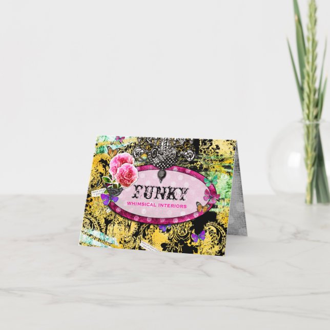 GC | Whimsical Vintage Pink Bee Card (Front)