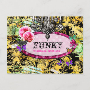 GC Whimsical Vintage Pink Bee Postcard