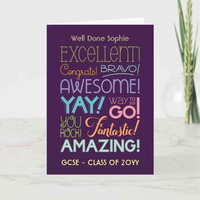 GCSE Exam Success Congratulations Personalised Card (Front)