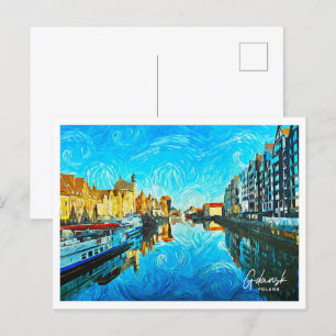 Gdansk Poland Beautiful Oil Paint Landscape Postcard