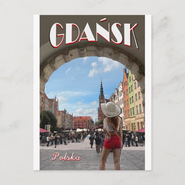 Gdansk Vintage Poster Postcard (Front)