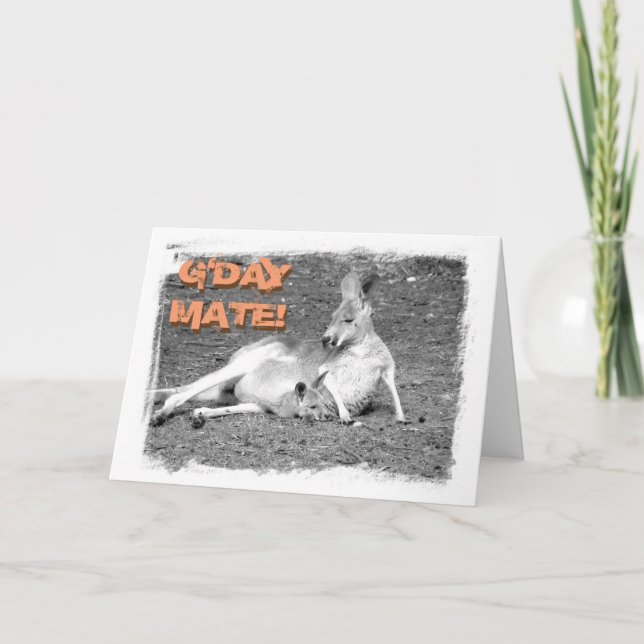 G'DAY MATE Australian Kangaroo Greeting Card (Front)