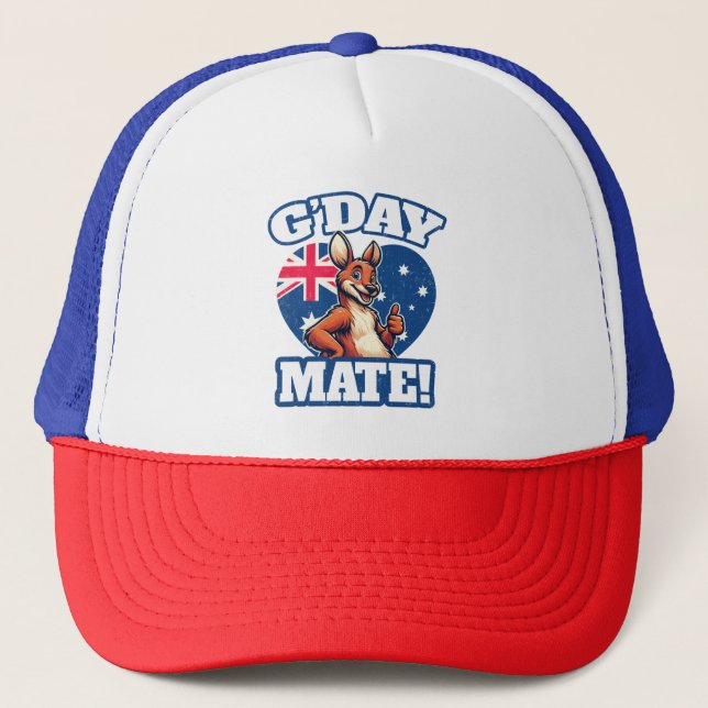 G'day Mate Australian Slang Trucker Hat (Front)