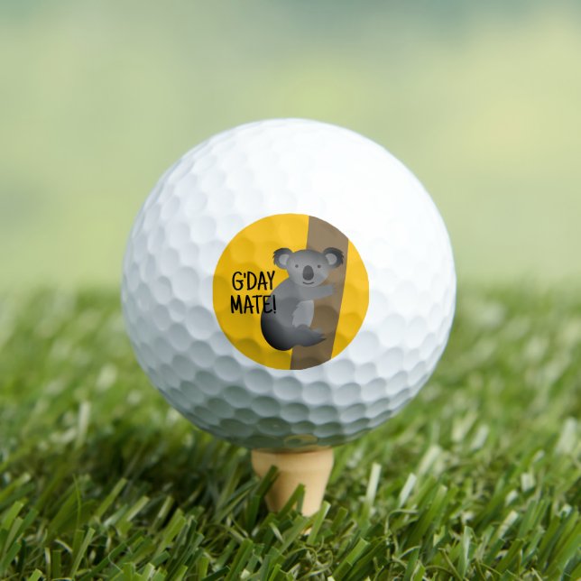 G'day Mate cute Australian koala bear custom Golf Balls (Insitu Tee)