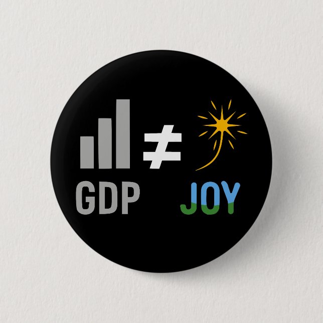 GDP ≠ JOY: Degrowth, Anti-Capitalist, Ecopolitica 2 Inch Round Button (Front)