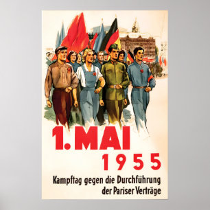 GDR Propaganda Poster Labour Day, 1955 - Vintage