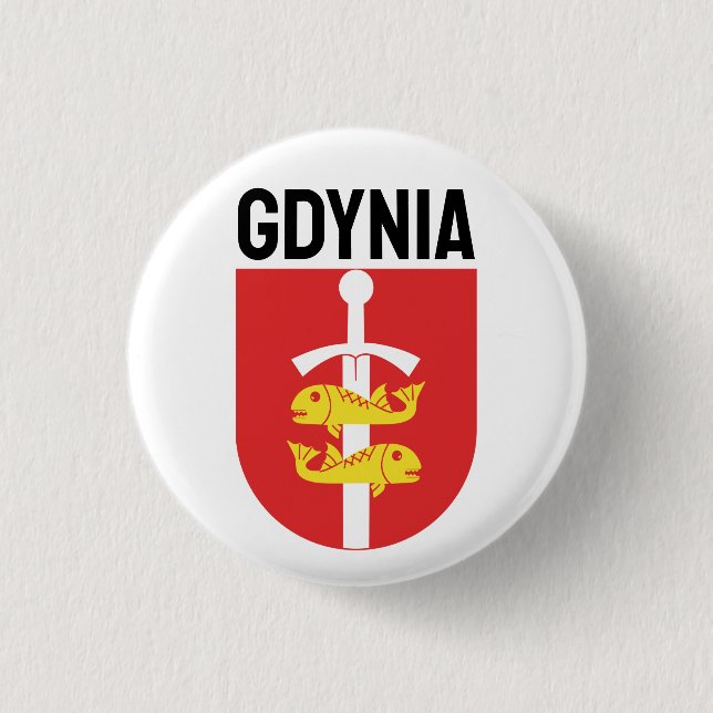 Gdynia coat of arms, Poland 1 Inch Round Button (Front)