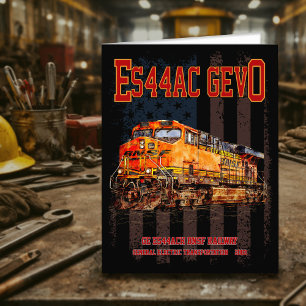GE ES44AC GEVO Locomotive and American flag Thank You Card