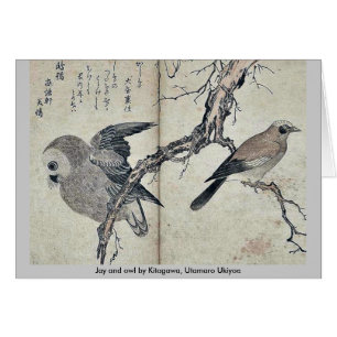 Geai et hibou par Kitagawa, Utamaro Ukiyoe