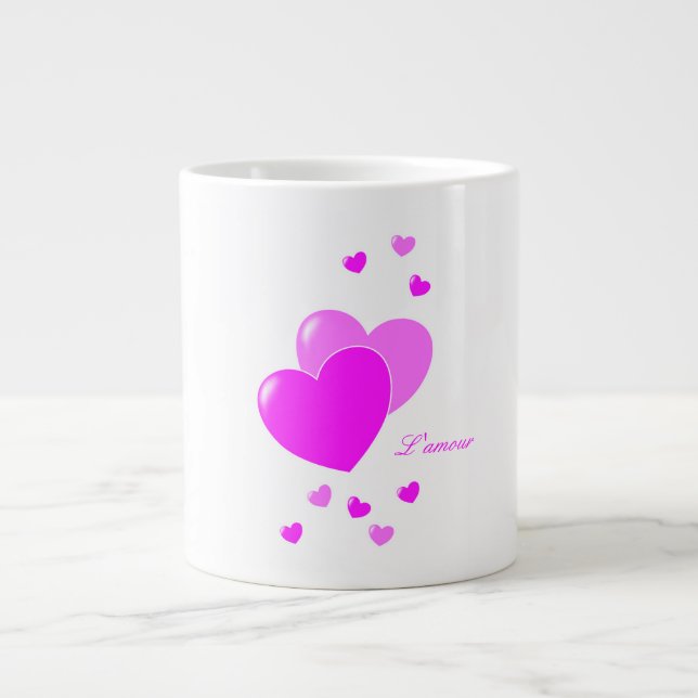 Géante L'amour - tasse rose de coeurs (Devant)