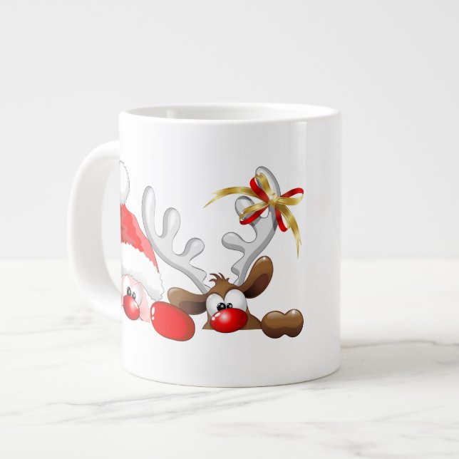 Géante Père Noël drôle et tasse de bande dessinée de (Devant gauche)