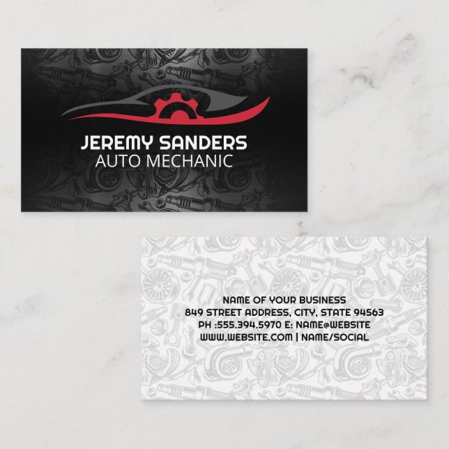 Gear Auto Logo | Car Parts Pattern Business Card (Front/Back)