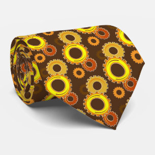 Gear Heads, Many Shades of Yellow Gears on Brown Tie