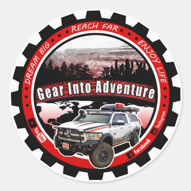 Gear into Adventure support 3 inch sticker (Front)