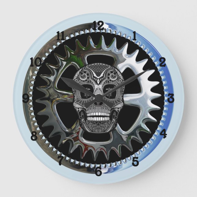 Gear Rider Chopper Skull Large Clock (Front)