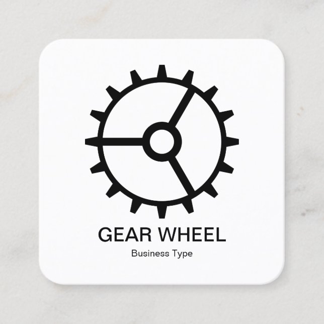 Gear Wheel 01 -  Black on White Square Business Card (Front)