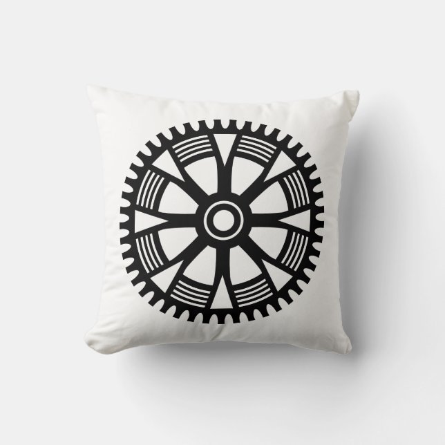 Gear Wheel - Eight Decorative Spokes Throw Pillow (Front)