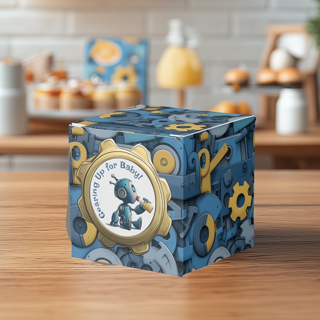 Gearing Up for Baby - Robot Baby Shower Favor Box (Creator Uploaded)