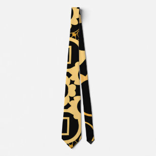 Gears Black Gold Monochromatic Pattern Tie
