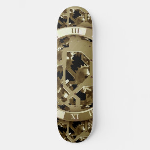 Gears Clock Gold Grunge Rust Destiny Design Skateboard