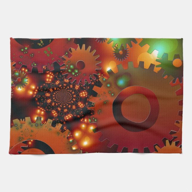 Gears Clock Office Design Digital Art Destiny Kitchen Towel (Horizontal)
