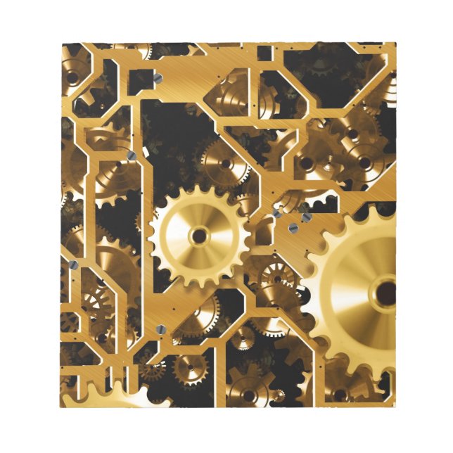 Gears Clock Office Design Digital Art Destiny Notepad (Front)