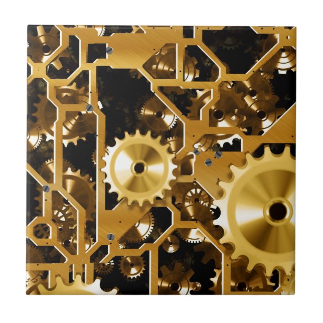 Gears Clock Office Design Digital Art Destiny Tile (Front)