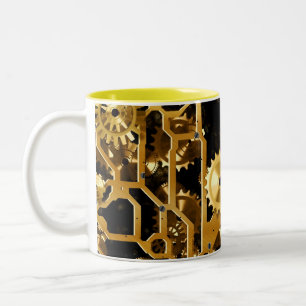 Gears Clock Office Design Digital Art Destiny Two-Tone Coffee Mug