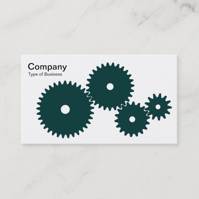 Gears - Dark Green on White Business Card (Front)