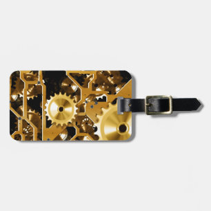 Gears Gold Clock Grunge Steampunk Office Destiny Luggage Tag