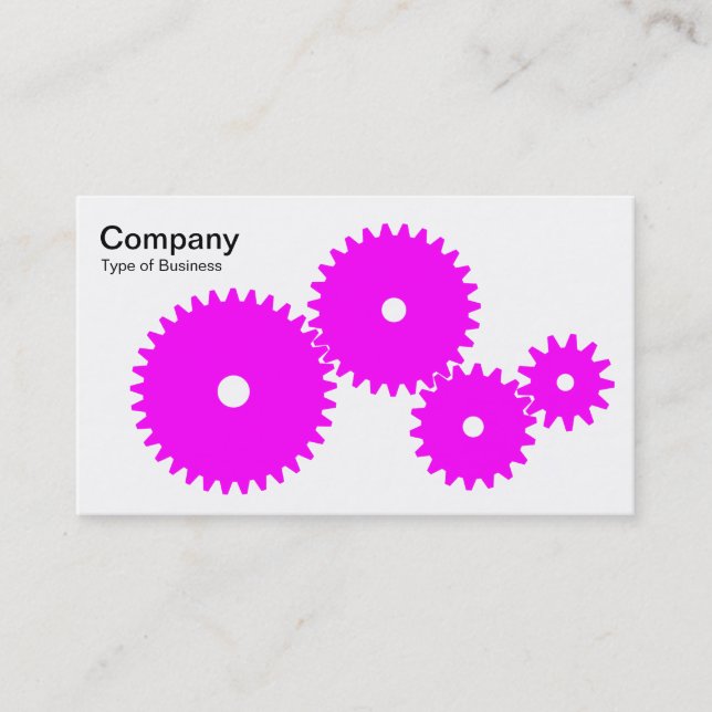 Gears - Magenta on White Business Card (Front)