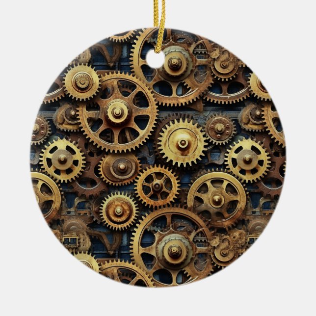 Gears Pattern Christmas Ornament (Front)
