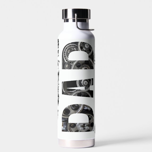 Gears Styled Dad Water Bottle (Left)