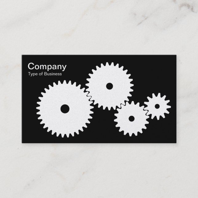 Gears - White on Black (Platinum) Business Card (Front)