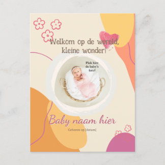 Gebortekaartje voor de kleine wonder invitation postcard